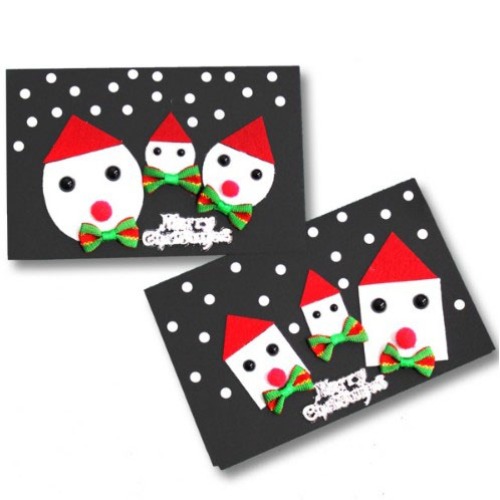  스쿨아트 크리스마스 눈사람가족 카드만들기(1인용)