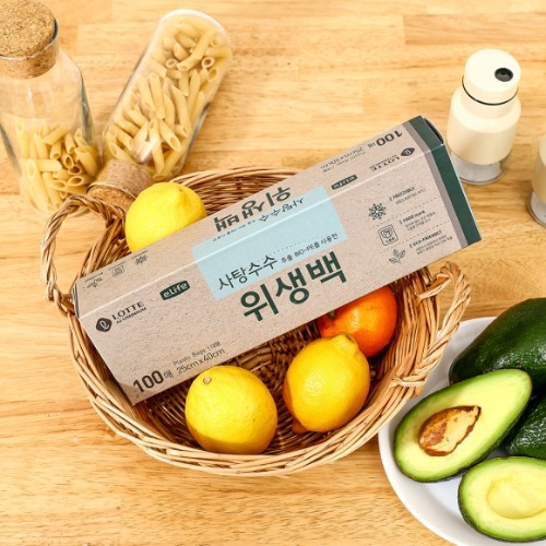  롯데 친환경 주방용품 사탕수수 위생백(대형 100매)